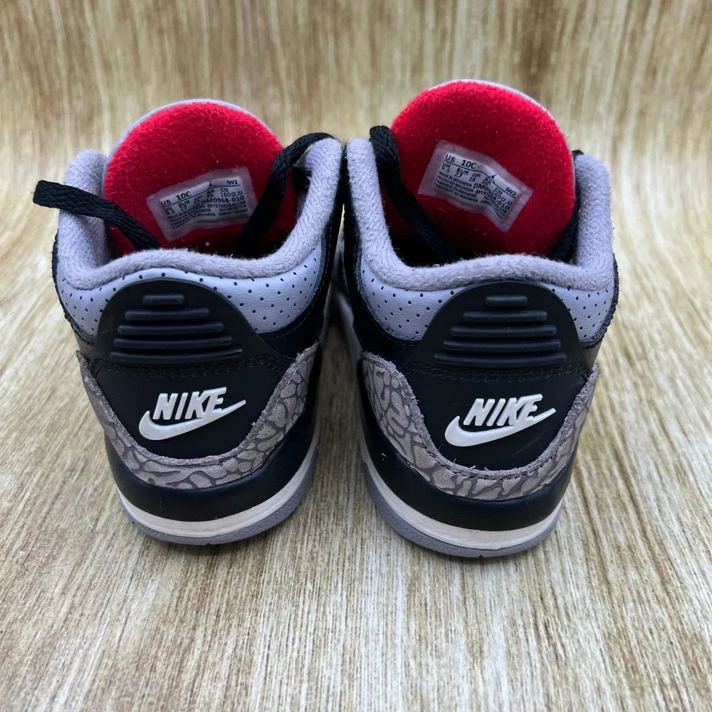 Nike Air Jordan 3 Retro Kid's Size 10C Black Cement Grey Shoes DM0968-010